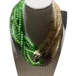 Vintage Green Jade Agate Glass Multi Strand Beaded Women’s Necklace Sz 19” Photo 1