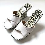 Stuart Weitzman Leather Graffiti Print Logo Sandals Wedges Size 8 Photo 1