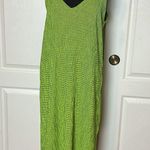 ZARA NEON GREEN GINGHAM MIDI CAMI DRESS Photo 0