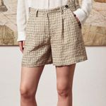NEW Massimo Alba Sardina Bermuda High Rise Tailored Linen Shorts Neutral IT 42 White Size 8 Photo 0