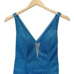 Alyce Paris Mini Dress Size 4 Shimmer Blue Sparkle Cross Strap Open Back #4180 Photo 4