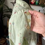 Vintage 90’s Hot Cotton Gardencore Floral 100% Linen Long Sleeve Top Green Photo 4