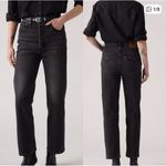 Levi Strauss Ribcage Straight Ankle Jeans Black Button Fly Women's Size 28 Photo 1