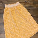 Hinge  yellow floral midi skirt elastic waist size XS lined‎ Photo 0