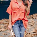 VICI Orange Satin Button Down Blouse • Size S • Oversized Fit Photo 4