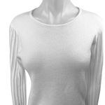 Nanette Lepore  White Metallic Rib Knit Long Sleeve Pullover Sweater Top Size M Photo 3