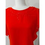 Mystree  Orange Embroidered Flutter Sleeve Blouse S Corporate Siren Dopamine Twee Photo 2