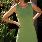 Free People  BEACH GREEN COTTON /‎ Linen Blend DRESS XL Photo 0
