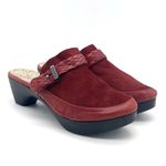 Taryn Rose  Red Leather Calf Hair Contoured Heel Mule Braided Strap Size 36.5 Photo 7