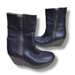 Fly London  Dark Brown Leather Side Zip Wedge Ankle Boots Size 36/ US 6 Photo 0