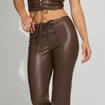 Garage Brown Faux Leather Flare Pants Size small Photo 0