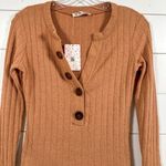 Free People NEW We the Free Oliver Boucle Ribbed Long sleeve Henley in Clay, XS, MSRP $58 Photo 3