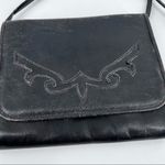 Vintage black leather cross Body purse bag shoulder bag Tooled mid century‎ Black Photo 1