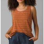 prAna NWT Foundation Scoop Neck Tank Top Shirt Size Medium Orange Stripe Stretch Photo 0