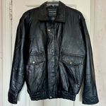 Napoline Genuine Leather Vintage Black Leather Bomber Jacket w. Patchwork Detail Photo 0