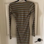 Bear Dance Ribbed Bodycon V-Neck Mini Dress Striped Long Sleeve Small Like New Photo 3