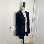 Johnny Was NTM:  Black Velvet Embroidered Floral Open Front Cardigan Size M Photo 6