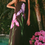 Show Me Your Mumu  Renee Strapless Maxi Dress size L black iris floral no scarf Photo 0