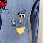 Vintage 70s Moody's Goose Disney Embroidered Chambray Denim Button Down Top Blue Photo 7