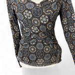 Bandolino Geometric Floral Print Long Sleeve Top β Size M Y2K Retro Top Photo 2
