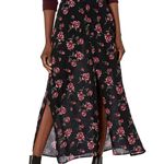 Dark Floral Maxi Skirt Chiffon Front Slits Romantic Coquette Dark Fairy Event Black Photo 6
