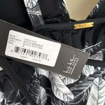 Nicole Miller swimsuit NEW plunge One Piece white Black feather print swimwear Photo 4