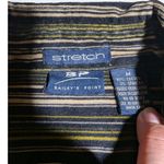 Vtg Y2K Bailey's Point Black Green Striped Corduroy Snap Front Collared Top Sz M Size M Photo 2