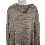 Gap NEW  Striped Snap Turtle Neck Long Tunic Sweater Knit Top Split Cowl Sweater Photo 3