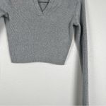 Brandy Melville  Cropped Ribbed Long‎ Sleeve Knit Top Gray Photo 1