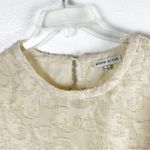 Moon River Cream Crop Raised Polka Dots Lace Trim Sheer Long Sleeves Top Small Photo 8