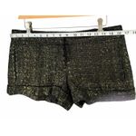 EXPRESS Metallic Tweed Shorts Womens 6 Black Gold Pockets Cuffed Lined Chic Y2K Photo 5