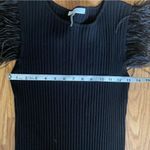 Sioni Feather Trim Ribbed Knit Top Sz M Black Size M Photo 5
