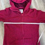 Burton Fleece Hooded Jacket Maroon Red Oversized Hood Full Zip Coat Size Large Photo 6
