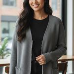 The White Company Ash Gray Merino Wool Long Cardigan Sweater Coat Size 8 Photo 0