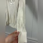 Cyrus  White Ruffle Ribbed Sweater Size Small Academia Winter Coquette Casual Photo 2