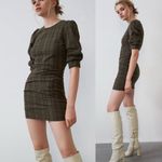 ZARA  Plaid Ruched Mini Dress Photo 0