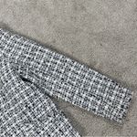 H&M Women’s Textured Tweed Speckled Blazer Jacket Fringe Lined in White Black 12 Photo 6