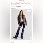 Free People NWT Driftwood Wyatt Velvet Flare Pants Navy Size 28x34 Floral Embroidery Photo 12