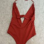 Tavik “Emme” halter one piece rust red dusty plunge v neck high cut cheeky Size L Photo 6