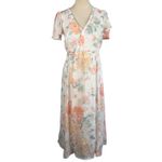 Abercrombie & Fitch Angel Sleeve Wrap Midi DressSmall CoralFloral Pink Vacation Photo 1