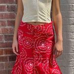 Anthropologie  Y2K low waist red linen skirt sz 2 Photo 0