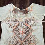 Vintage Y2K Fang Lace Sheer Geometric Blouse Tan Size M Photo 2