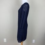 Cache Dress Womens 2 Navy Blue Lace 3/4 Sleeve Sheath Stretch Full Back Zip Mini Photo 7
