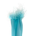 White Fox Boutique White Fox Satin Feather Trim Lounge Set Blue‎ Tie Front Top Pants Small Y2K Glam Photo 6