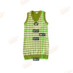 Stitch & Pine Large Green, White Houndstooth Sleeveless V Photo 3
