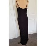 Good American  Women's SLINKY JERSEY MIDI DRESS  Black Ruched Bodycon Size 3/L Photo 4