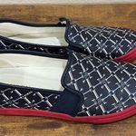 Lauren Ralph Lauren Women Navy Blue Red Jinny Monogram Sneaker Sz 8B Holiday Photo 0