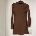 AFRM Brown Ribbed Long Sleeve Button Down Shirt Dress Mini Womens S Preppy Fall Photo 7