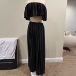 L'ATISTE Black Striped Cut Out Women's Two Piece Set Photo 1