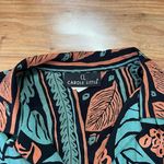 Vintage Carole Little Women's Size 8 Tropical Blouse Top Shirt Button Up‎ Black Photo 2